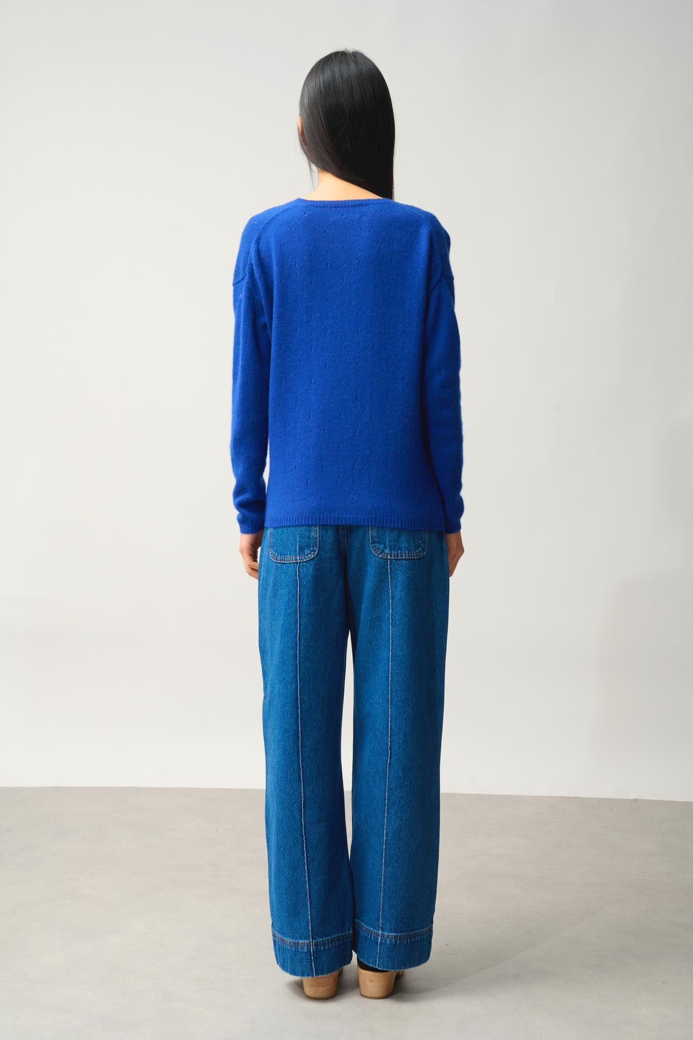 DOTY 4-thread v-neck sweater ultramarine 100% cashmere
