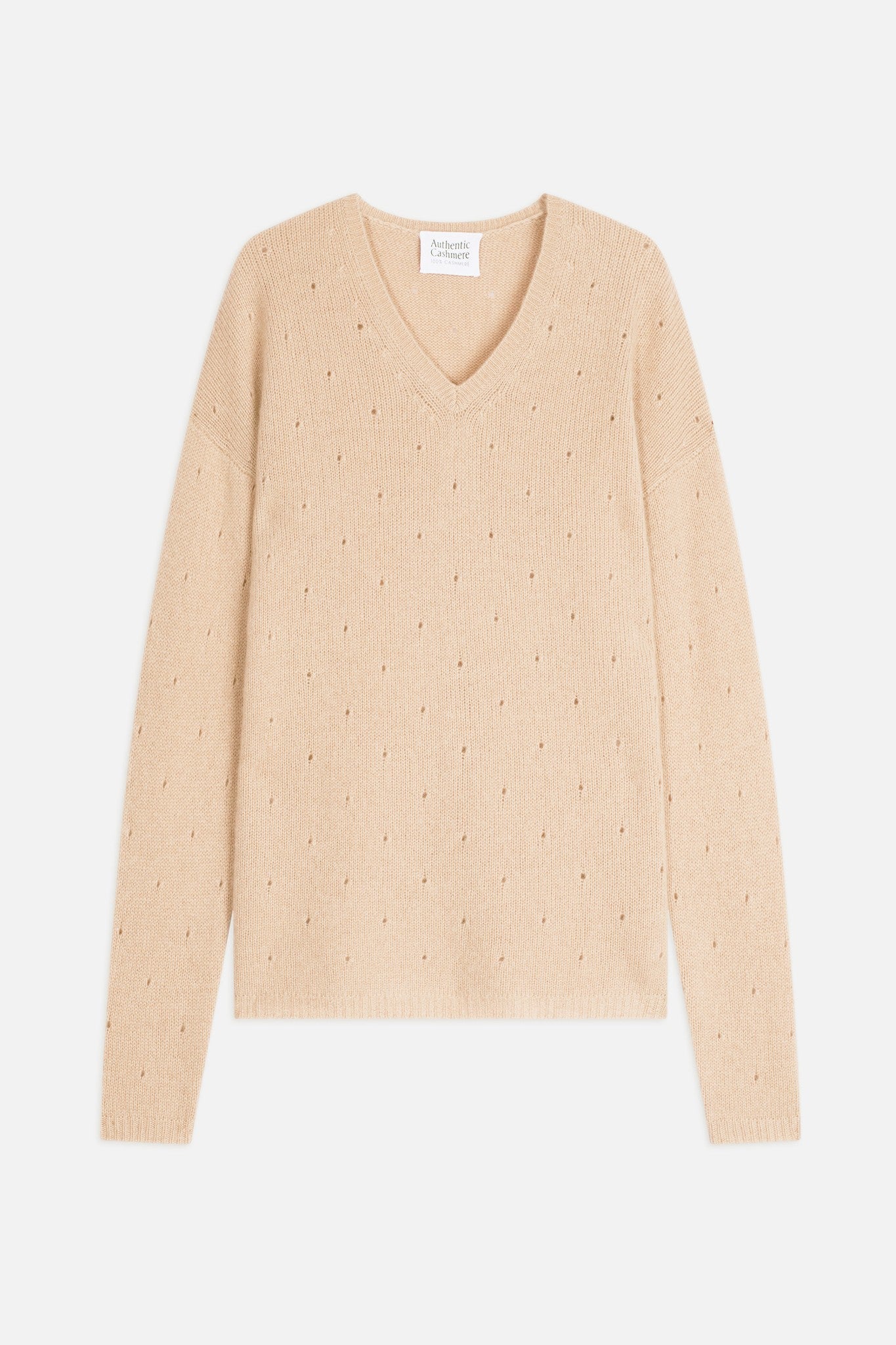 doty pull col v 4 fils sable 100% cachemire