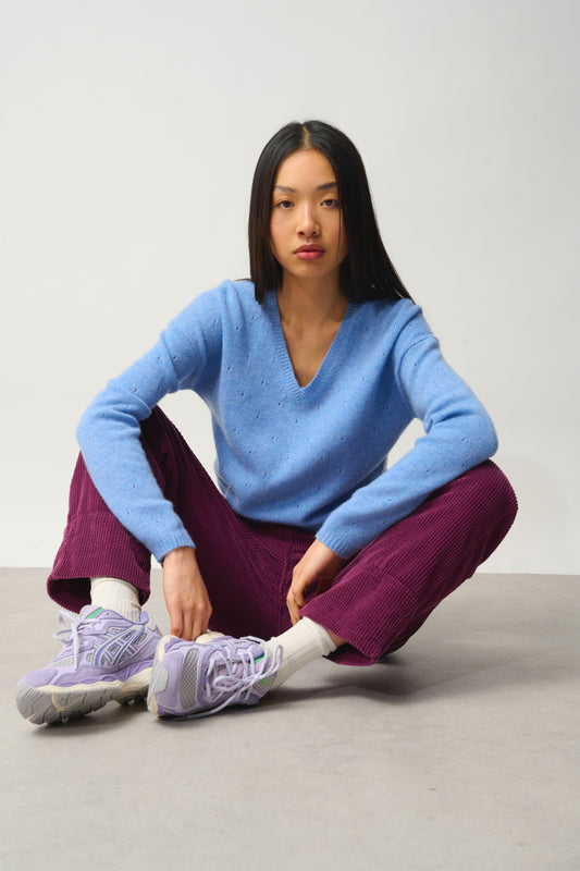 DOTY pull col v 4 fils sky 100% cachemire