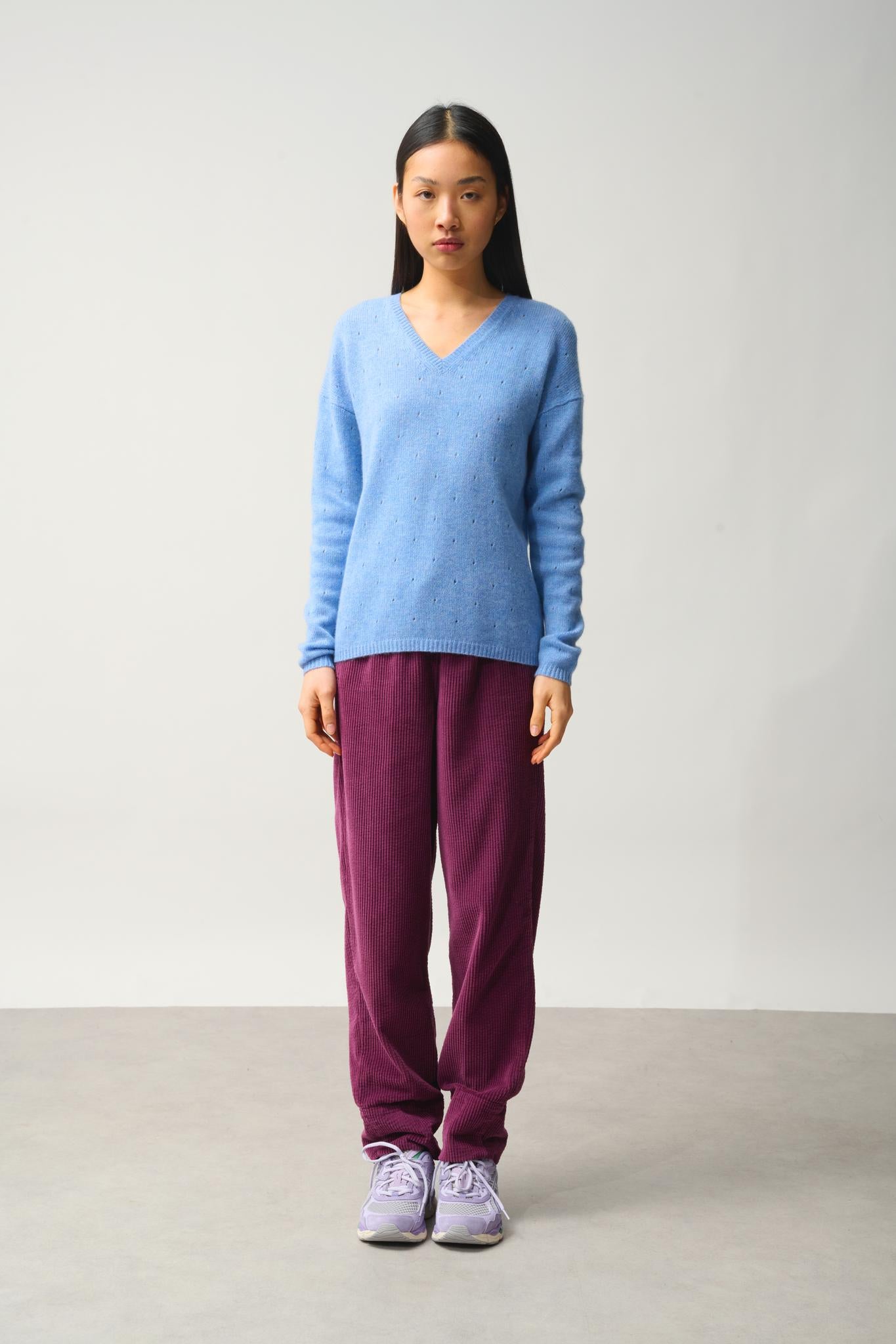 DOTY pull col v 4 fils sky 100% cachemire