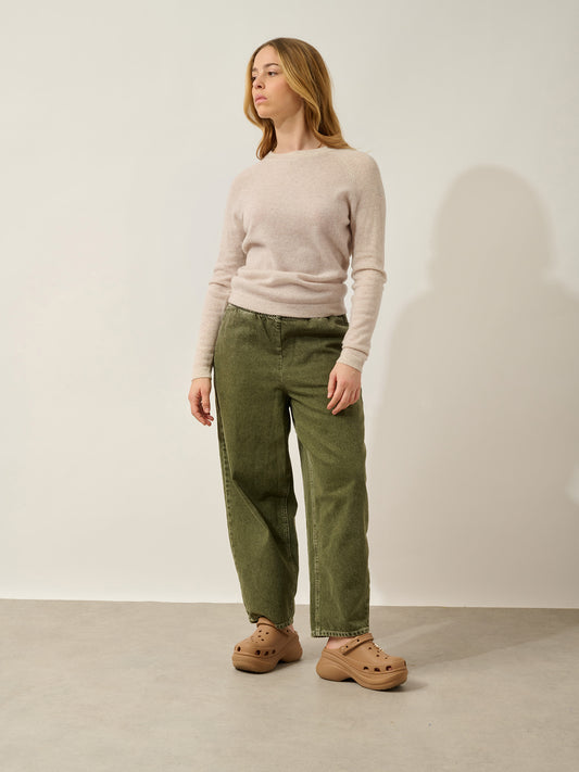 ECRIN pull col rond beige chiné 100% cachemire