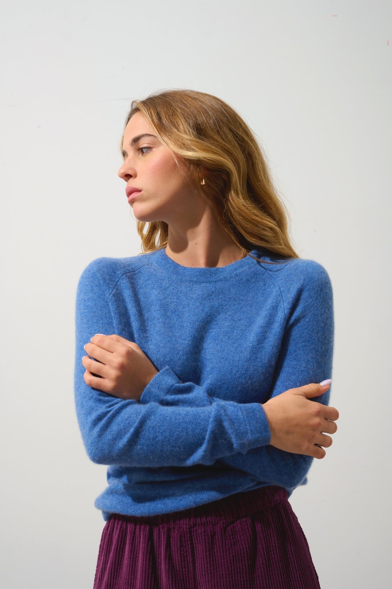 ECRIN Pullover mit Rundhalsausschnitt in Denimblau aus 100% Kaschmir