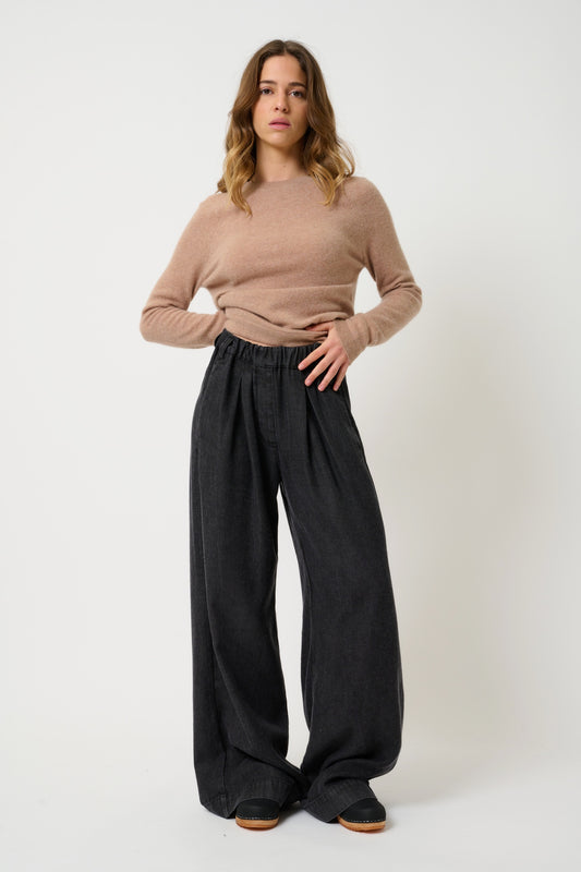 ECRIN Pullover mit Rundhalsausschnitt camel meliert 100% Kaschmir