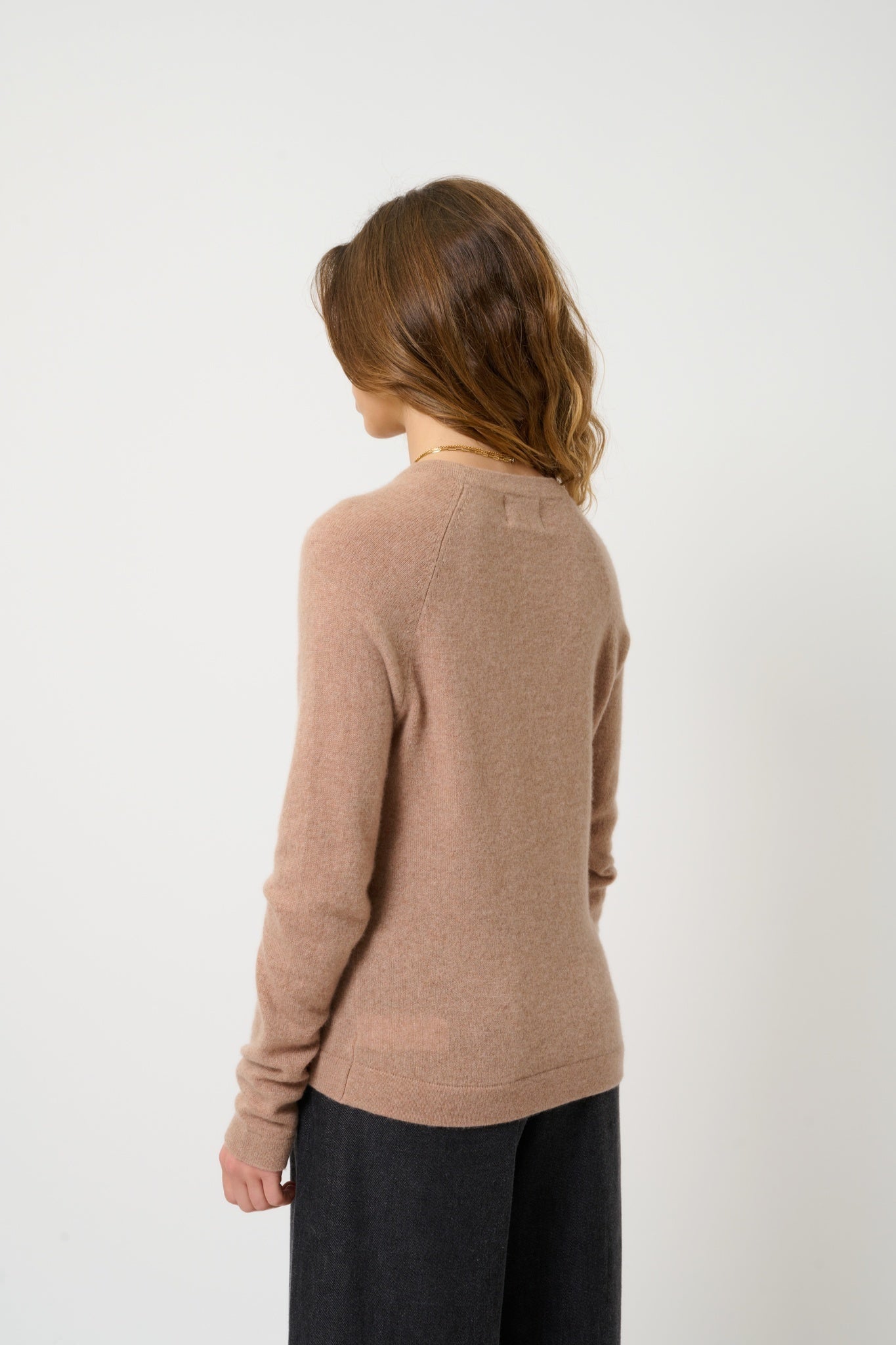 ECRIN camel mottled round-neck sweater 100% cashmere
