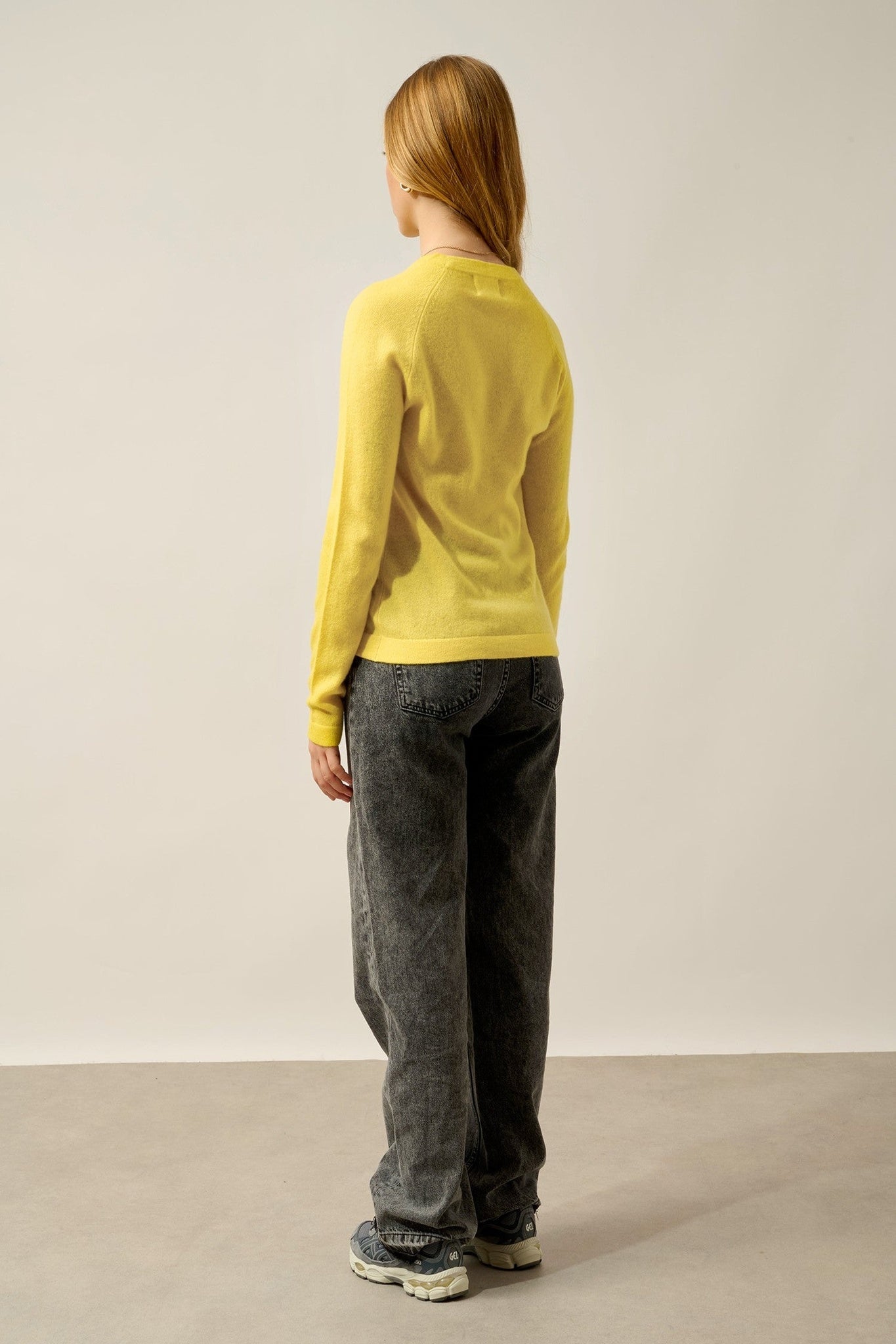 ecrin pull col rond citron 100% cachemire