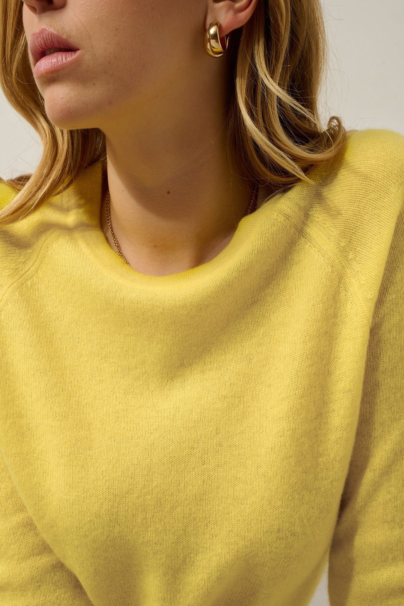 ecrin pull col rond citron 100% cachemire