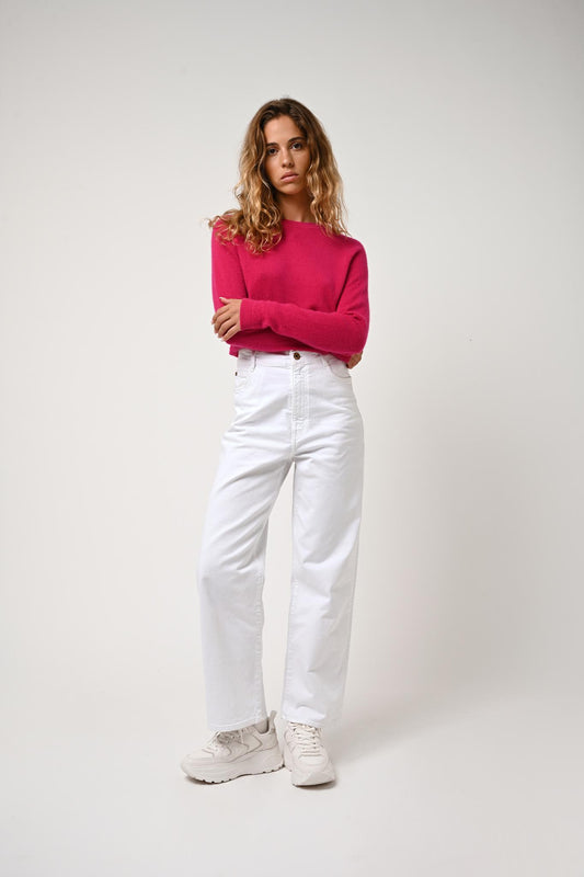 ECRIN round-neck sweater fuchsia 100% cashmere