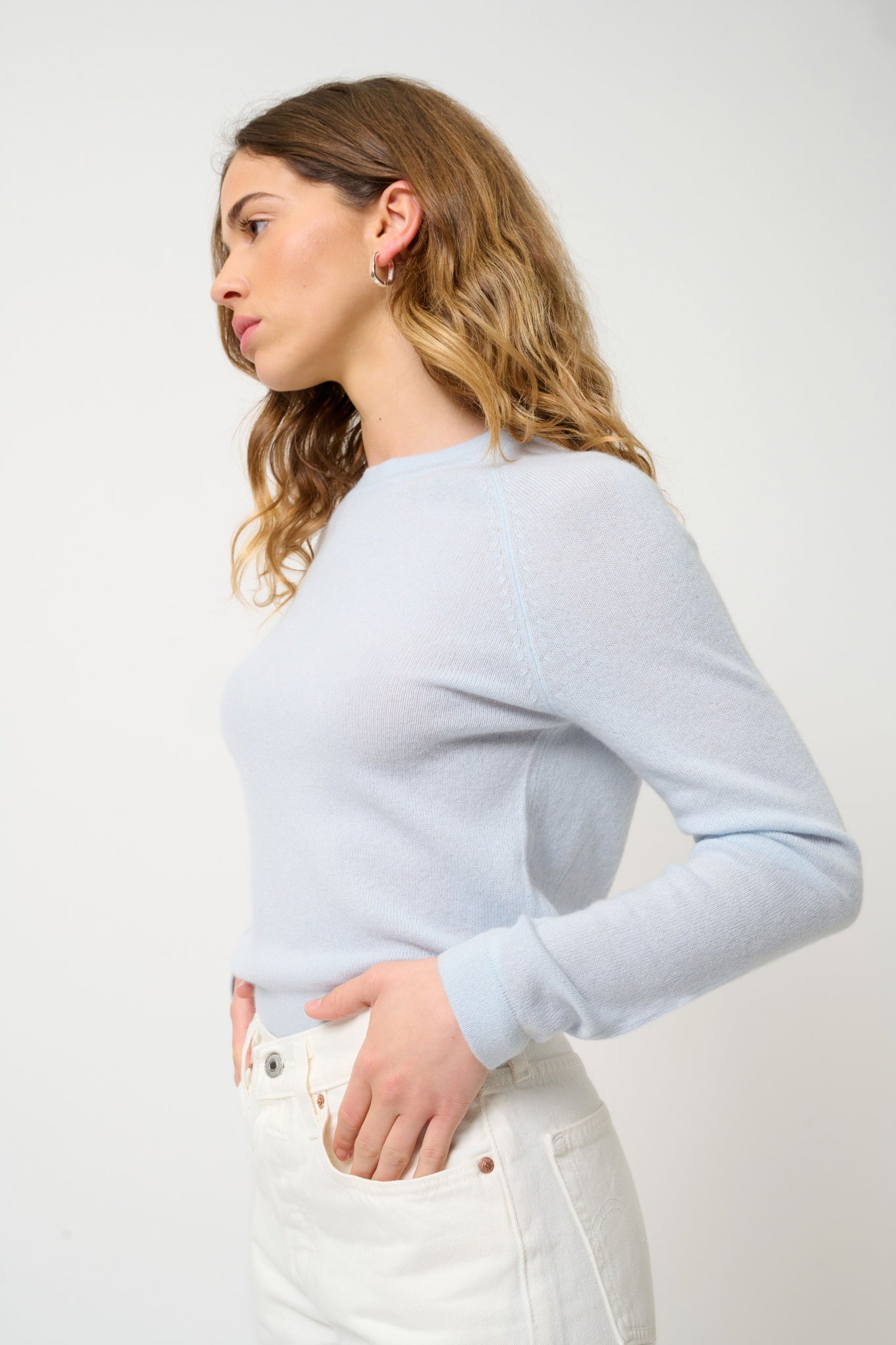 ECRIN pull col rond givre 100% cachemire