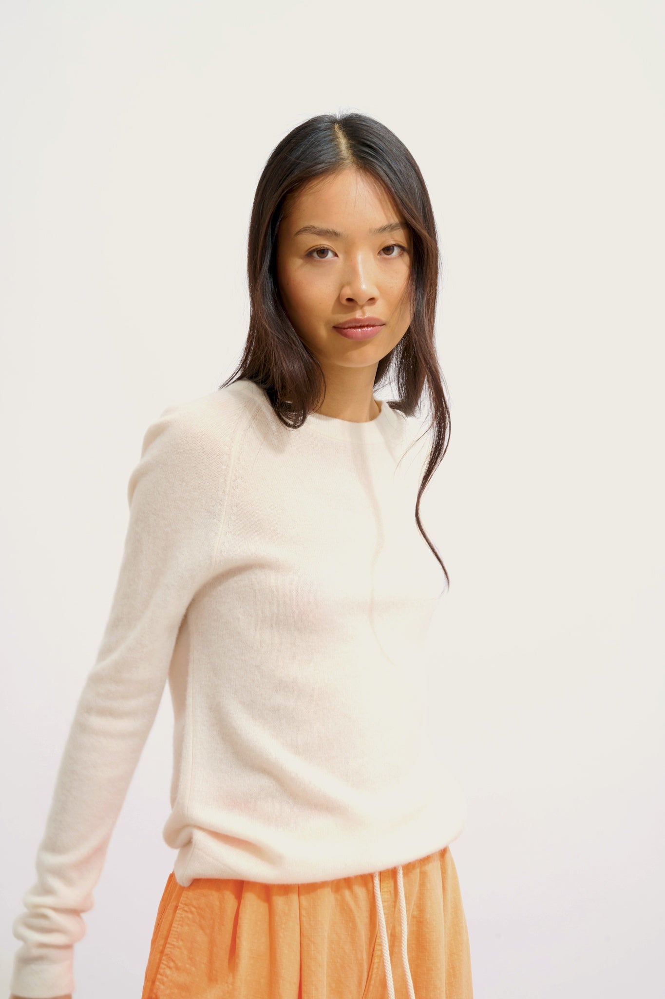 ECRIN ivory round-neck sweater 100% cashmere