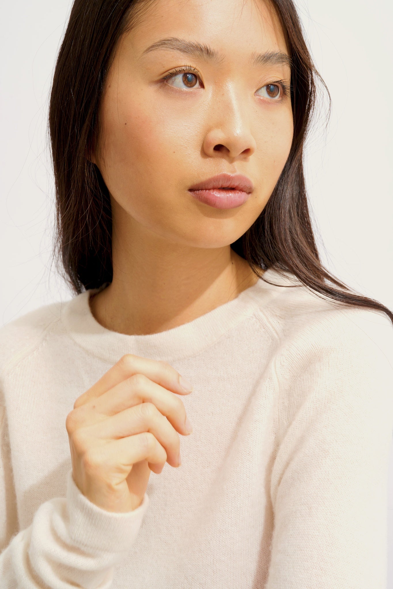 ECRIN ivory round-neck sweater 100% cashmere