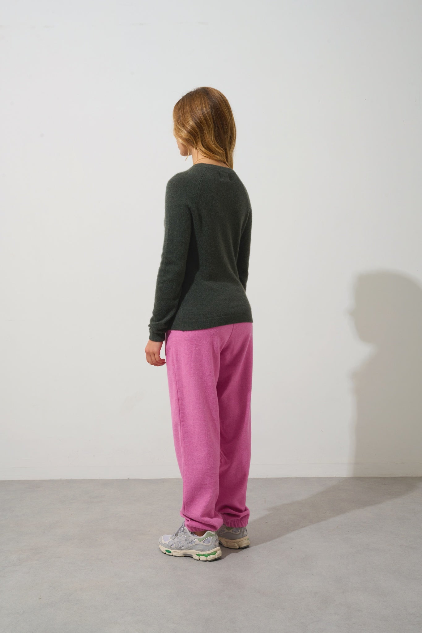 ECRIN pull col rond kaki chiné 100% cachemire