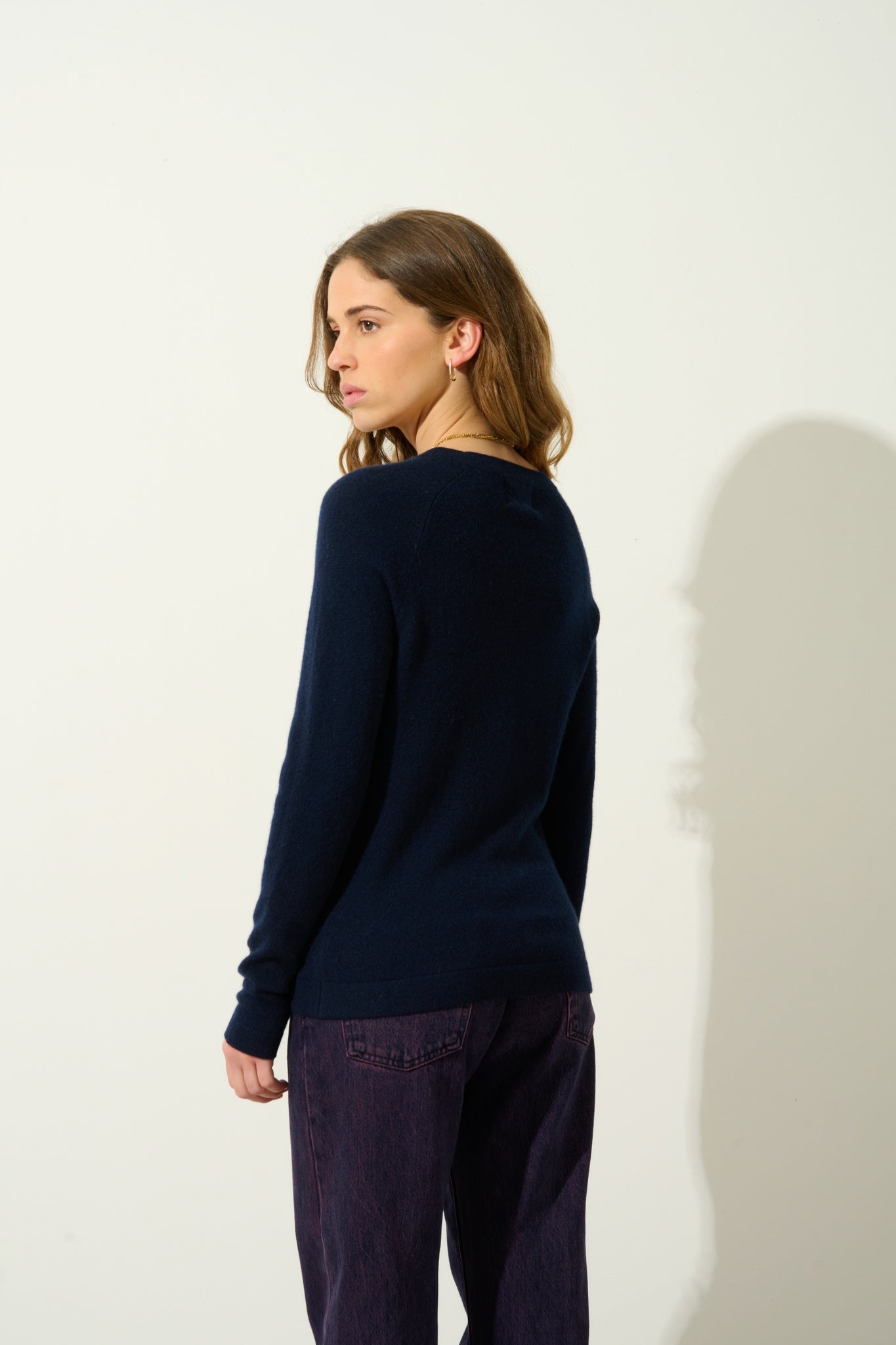 ECRIN pull col rond navy 100% cachemire