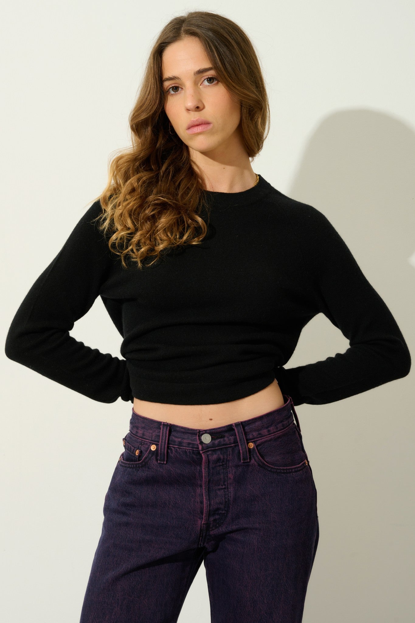 ecrin pull col rond noir 100% cachemire