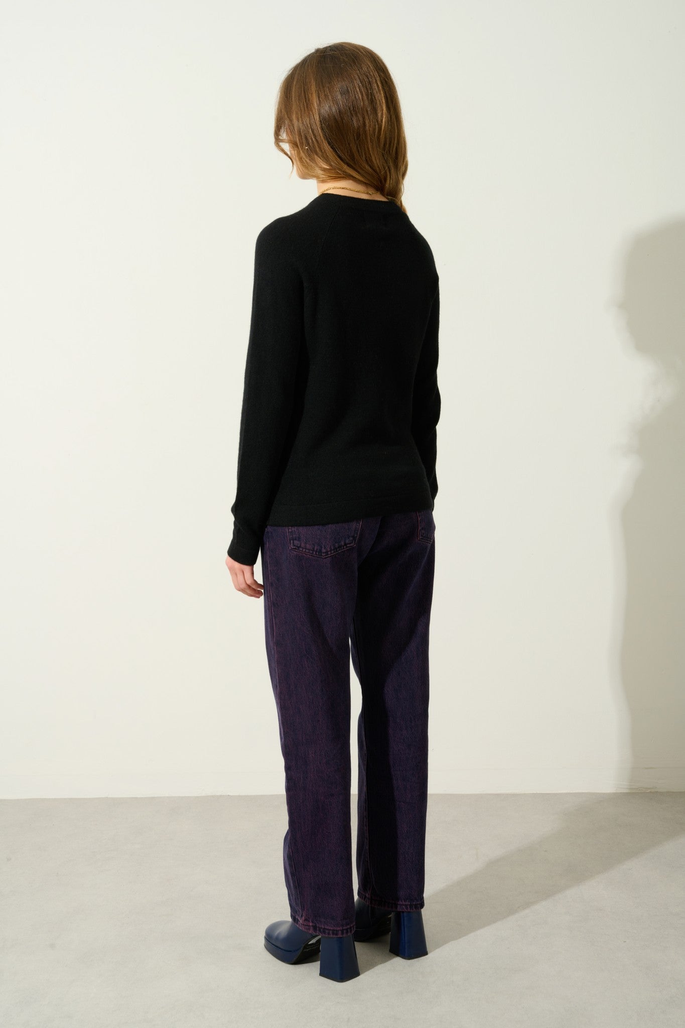 ecrin pull col rond noir 100% cachemire