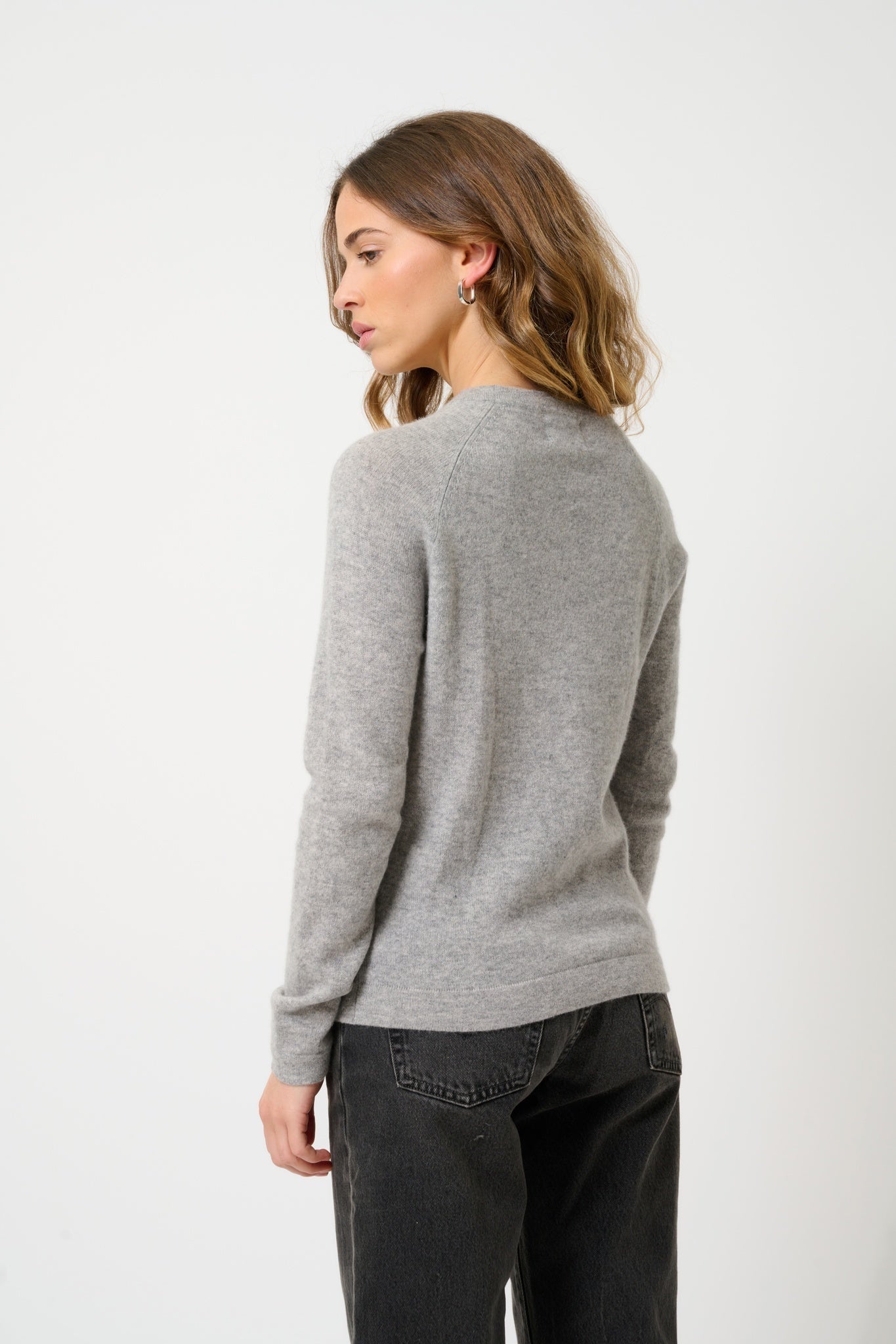 ECRIN Pullover mit Rundhalsausschnitt Wolke meliert 100% Kaschmir