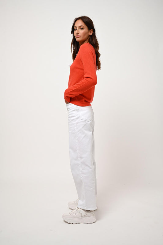 ECRIN orange round-neck sweater 100% cashmere