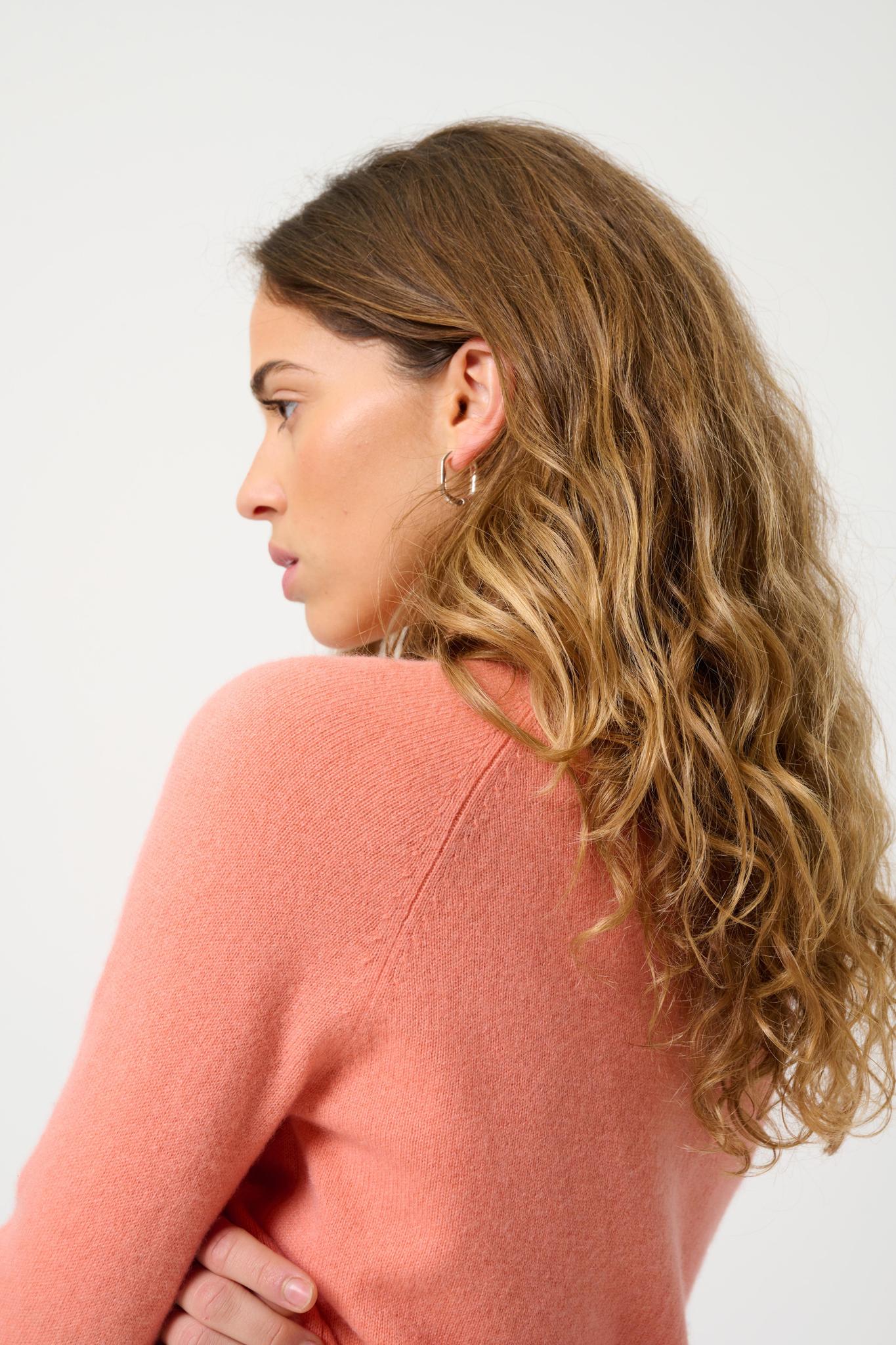 ECRIN peach round-neck sweater 100% cashmere