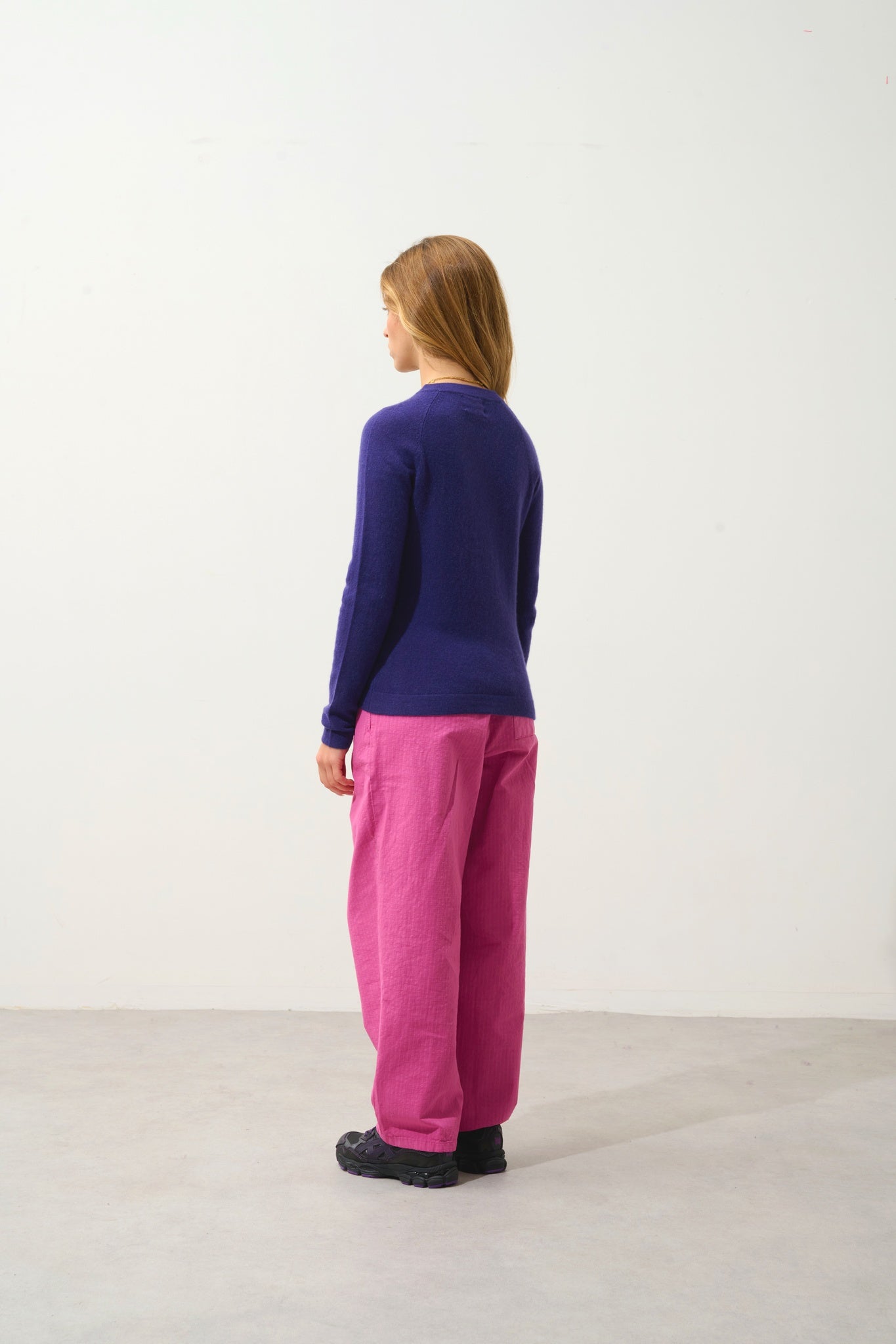 ECRIN pull col rond purple 100% cachemire