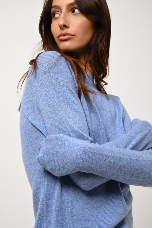ECRIN round-neck sweater sky 100% cashmere