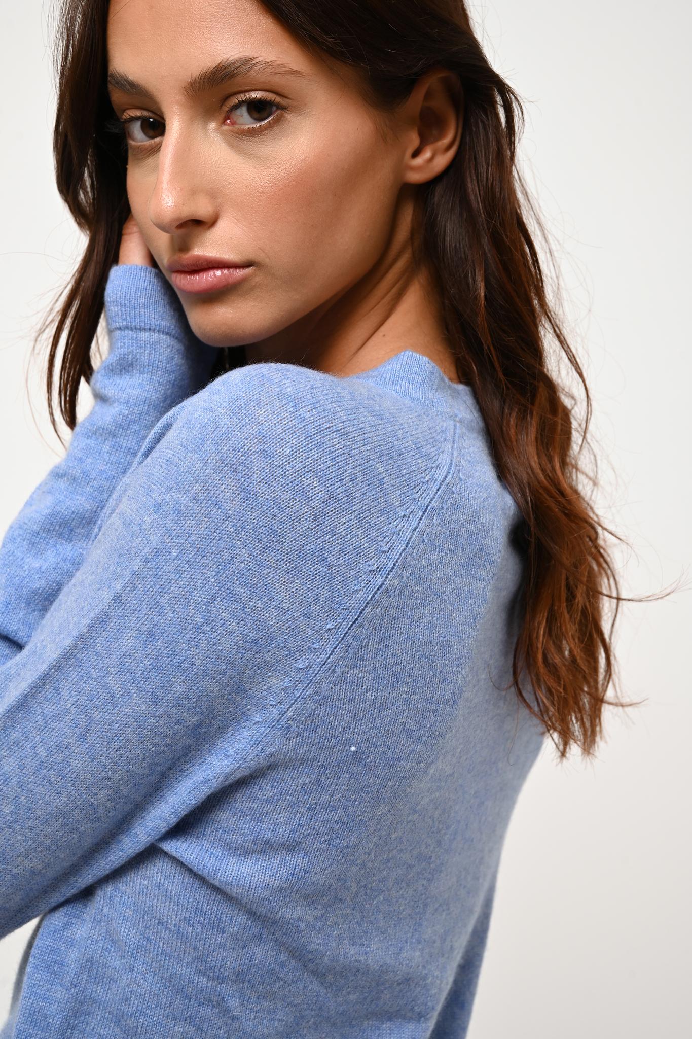 ECRIN round-neck sweater sky 100% cashmere