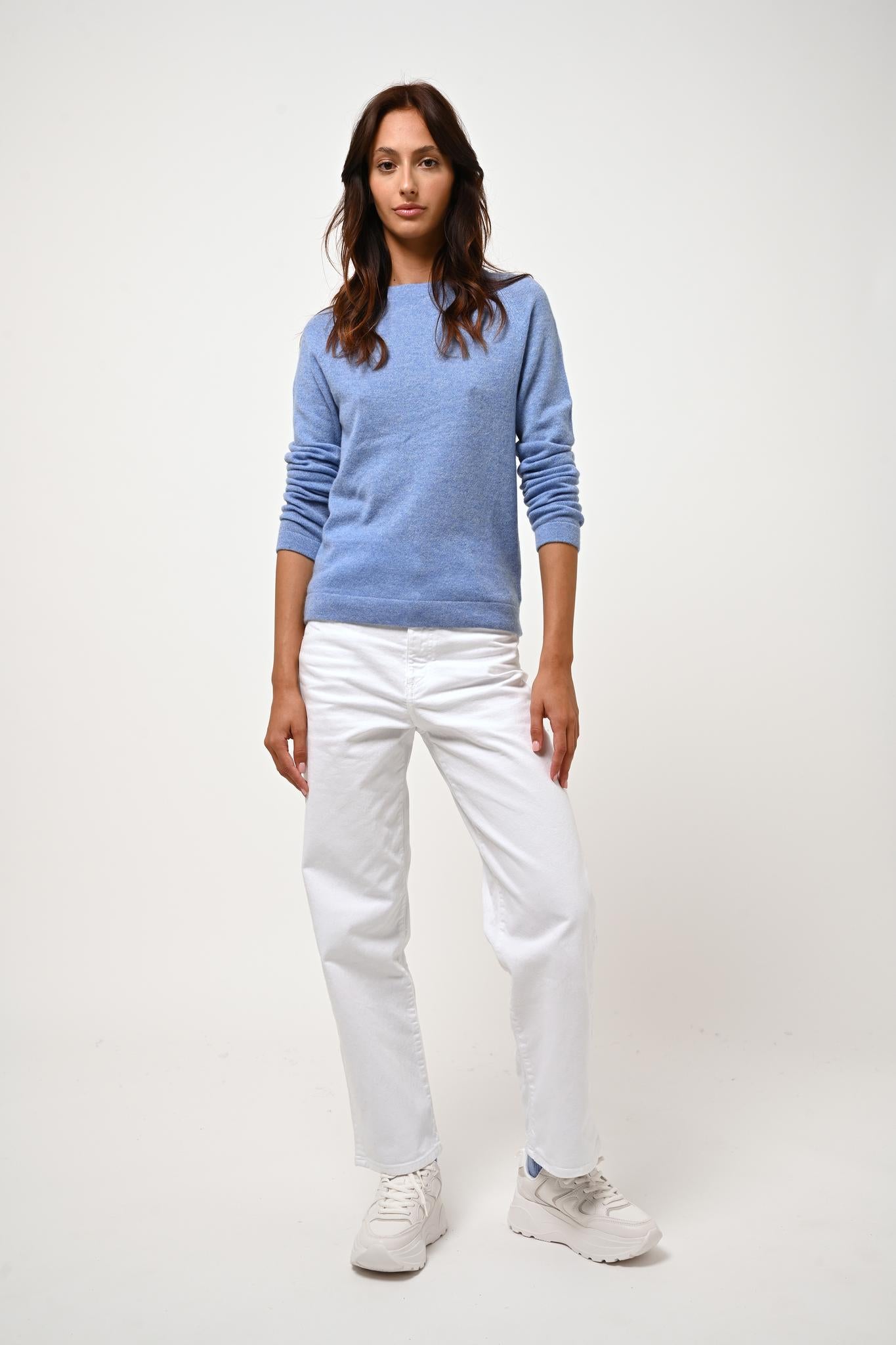 ECRIN round-neck sweater sky 100% cashmere