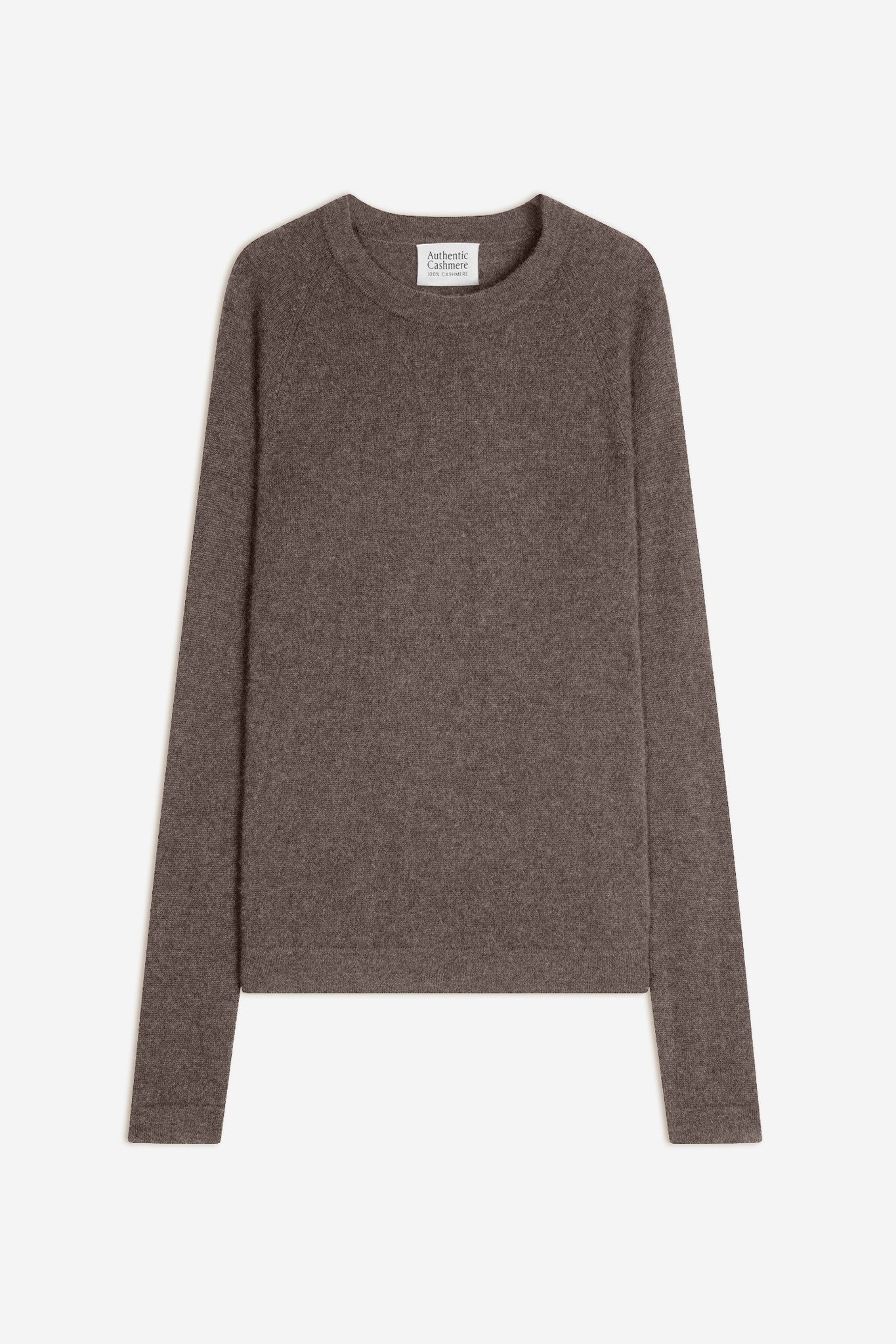 ecrin pull col rond taupe chiné 100% cachemire