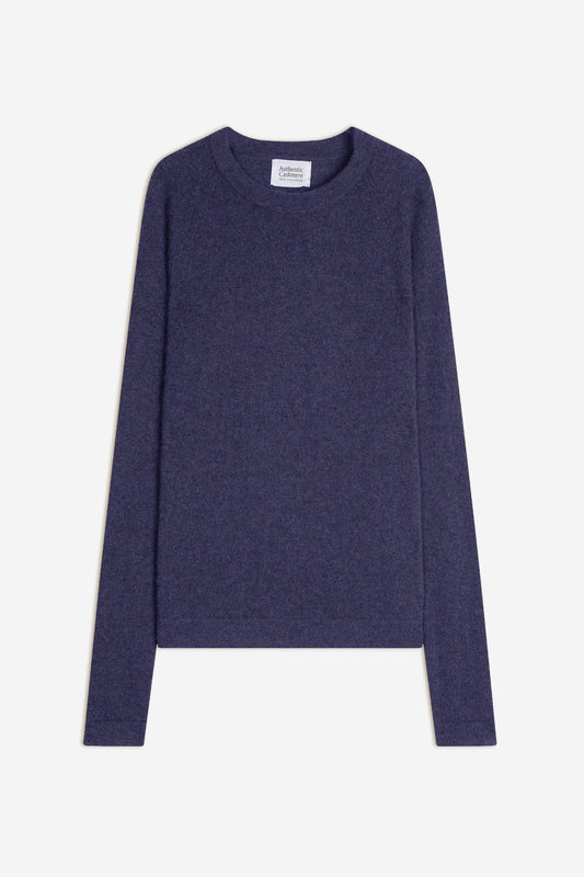 ecrin pull col rond violet gris chiné 100% cachemire