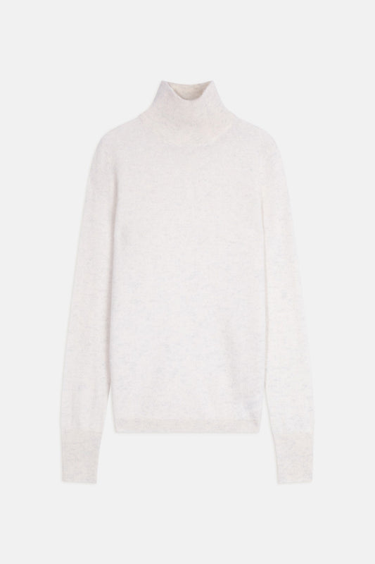eileen pull col roulé blanc chiné 100% cachemire