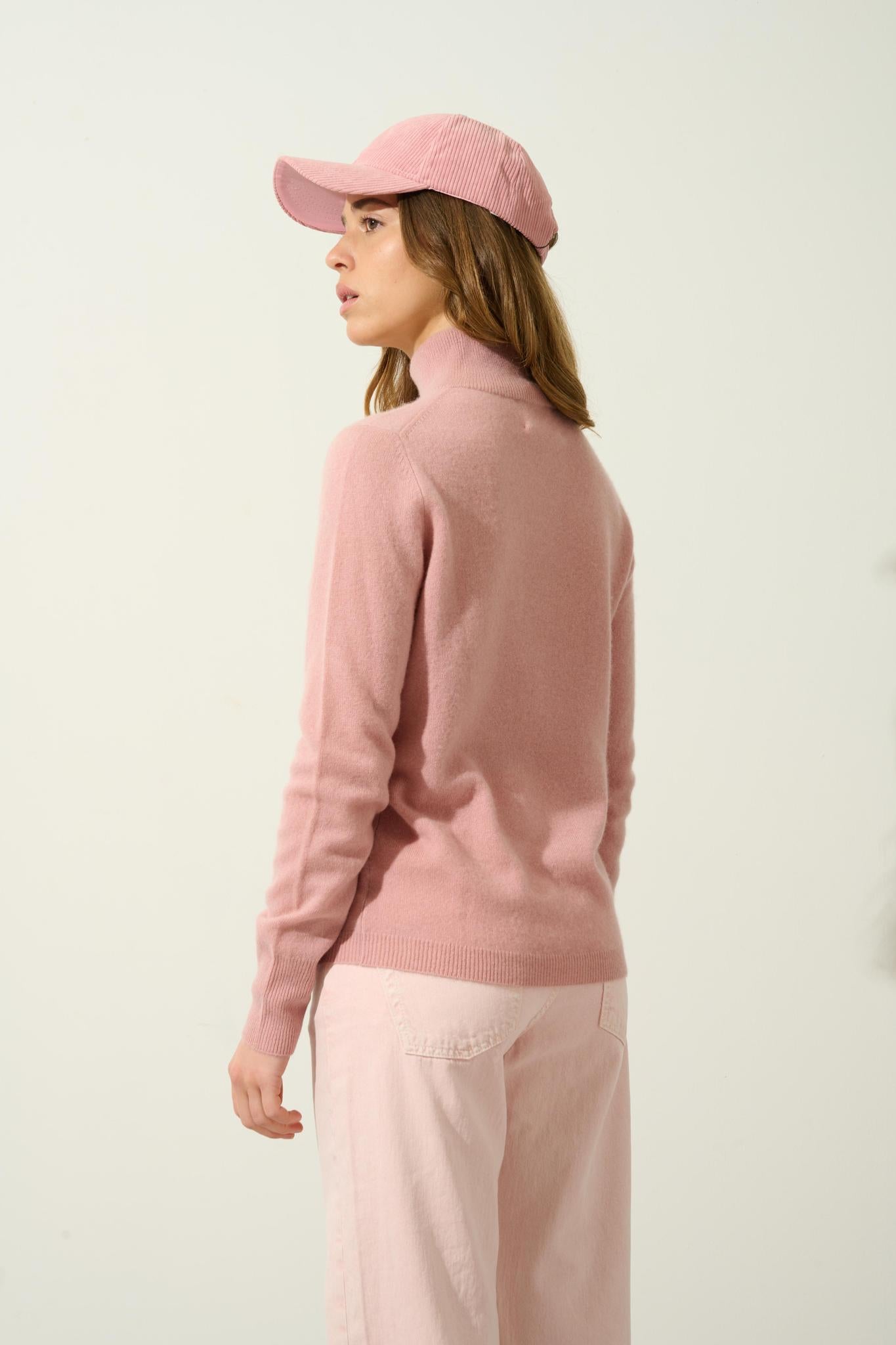 EILEEN rosewood turtleneck sweater 100% cashmere