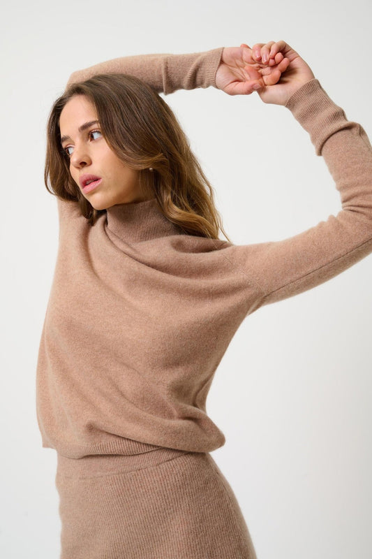 EILEEN camel turtleneck sweater 100% cashmere