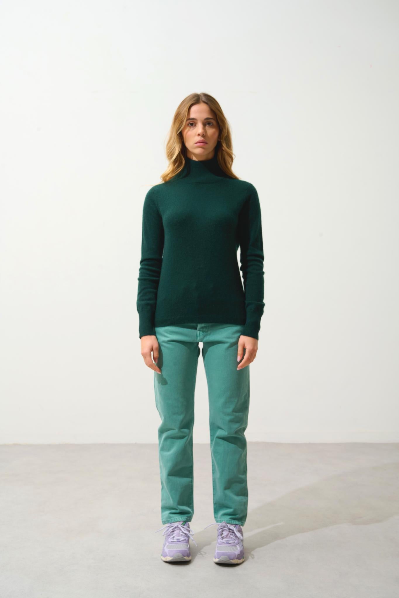 EILEEN Rollkragenpullover Zypresse 100% Kaschmir