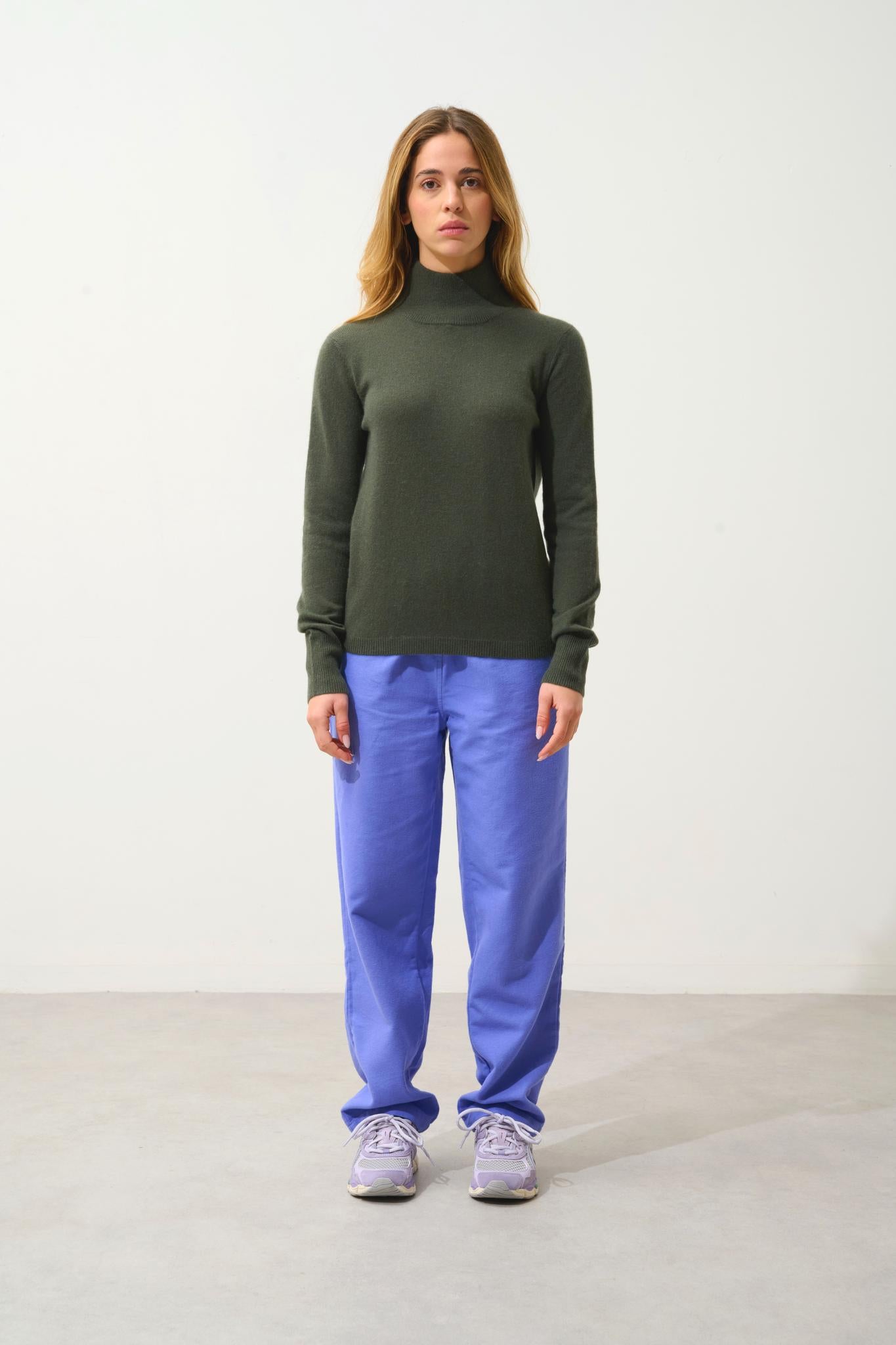 EILEEN Rollkragenpullover khaki 100% Kaschmir