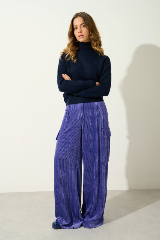 EILEEN pull col roulé navy 100% cachemire