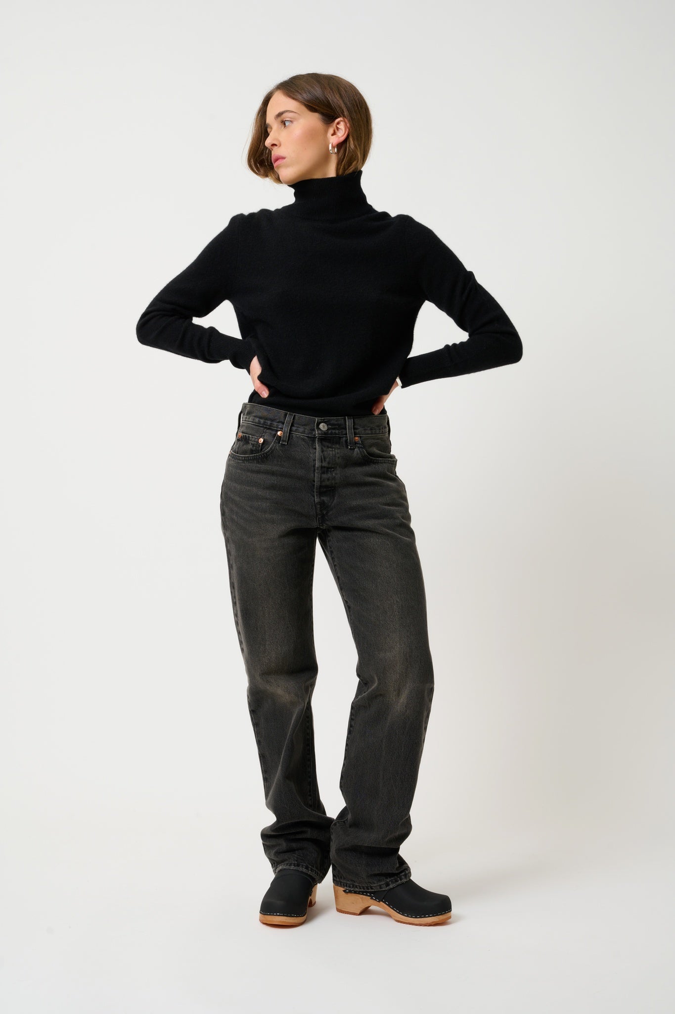 EILEEN Rollkragenpullover schwarz 100% Kaschmir