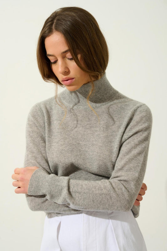 EILEEN Rollkragenpullover Wolke meliert 100% Kaschmir