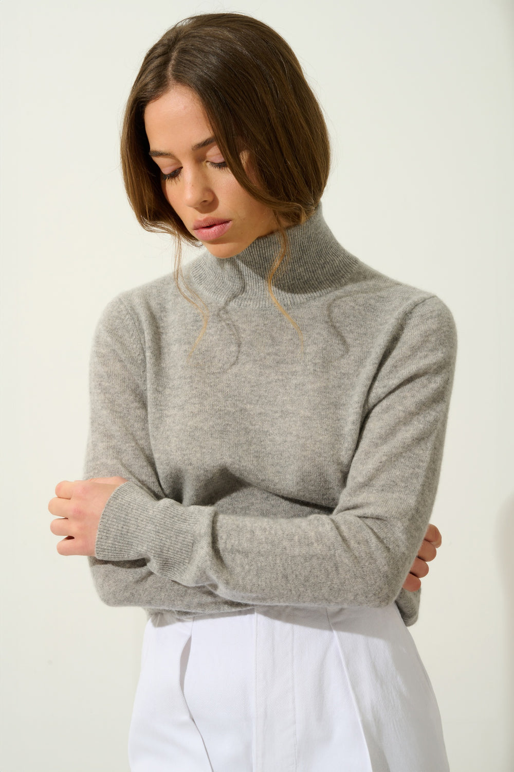 EILEEN Rollkragenpullover Wolke meliert 100% Kaschmir