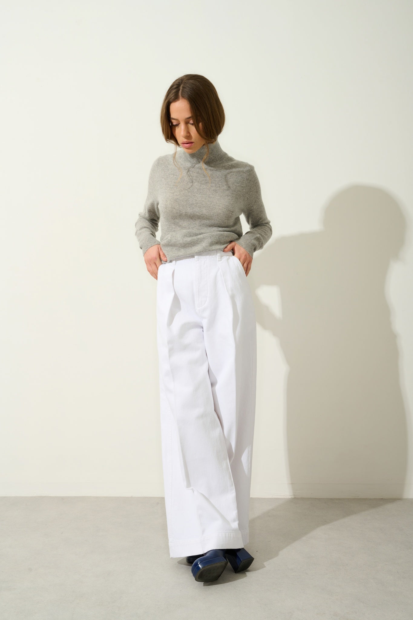 EILEEN Rollkragenpullover Wolke meliert 100% Kaschmir