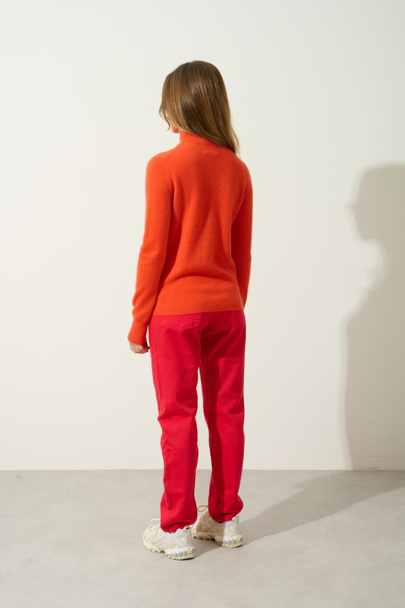 EILEEN pull col roulé orange 100% cachemire