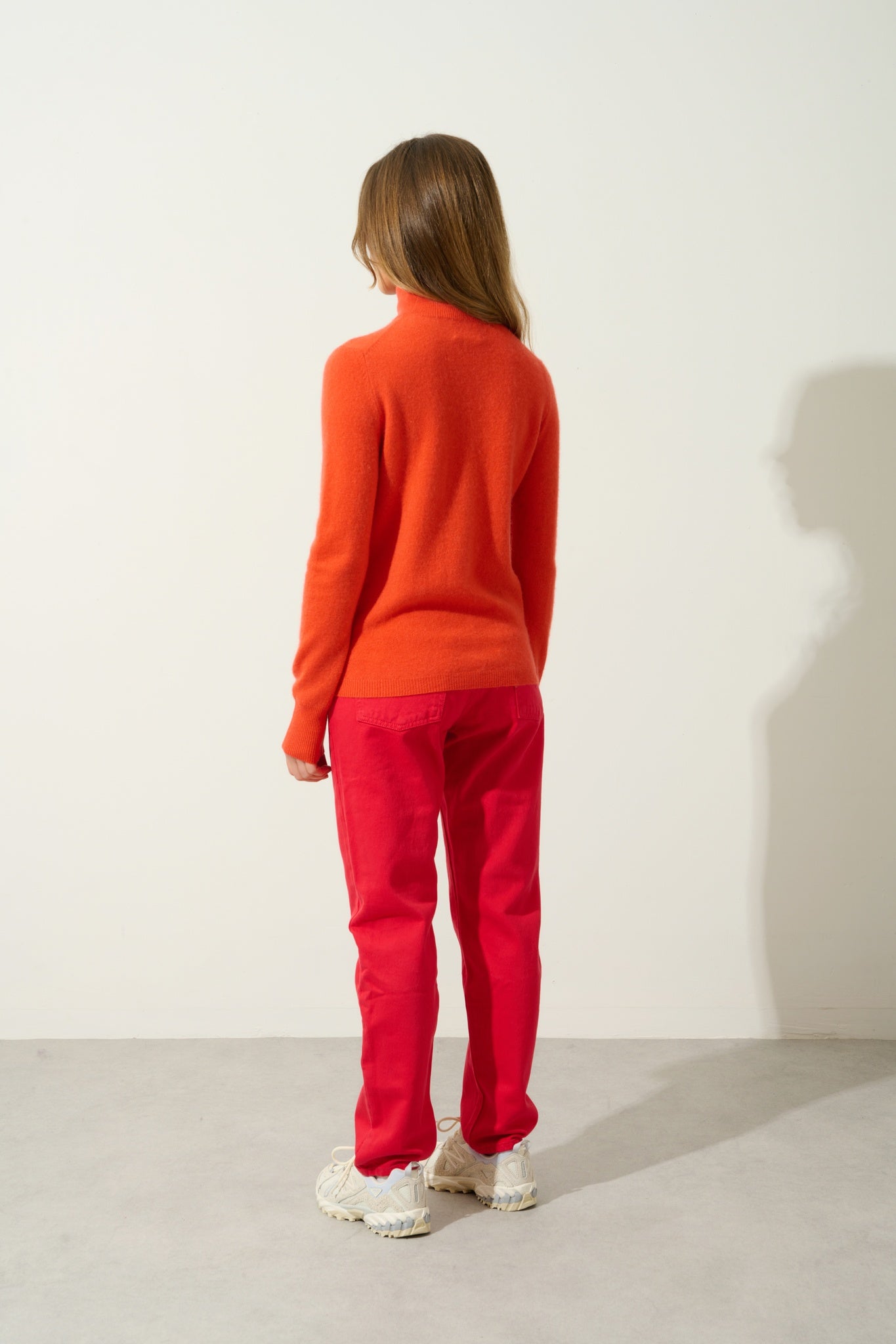 EILEEN pull col montant orange 100% cachemire