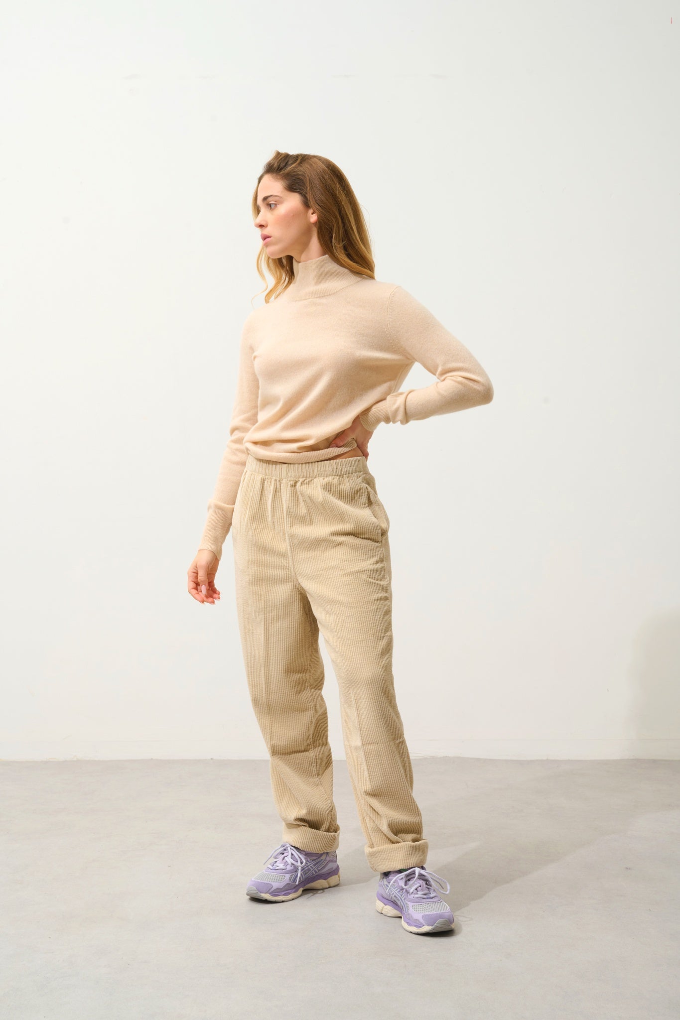 EILEEN Rollkragenpullover sandfarben 100% Kaschmir