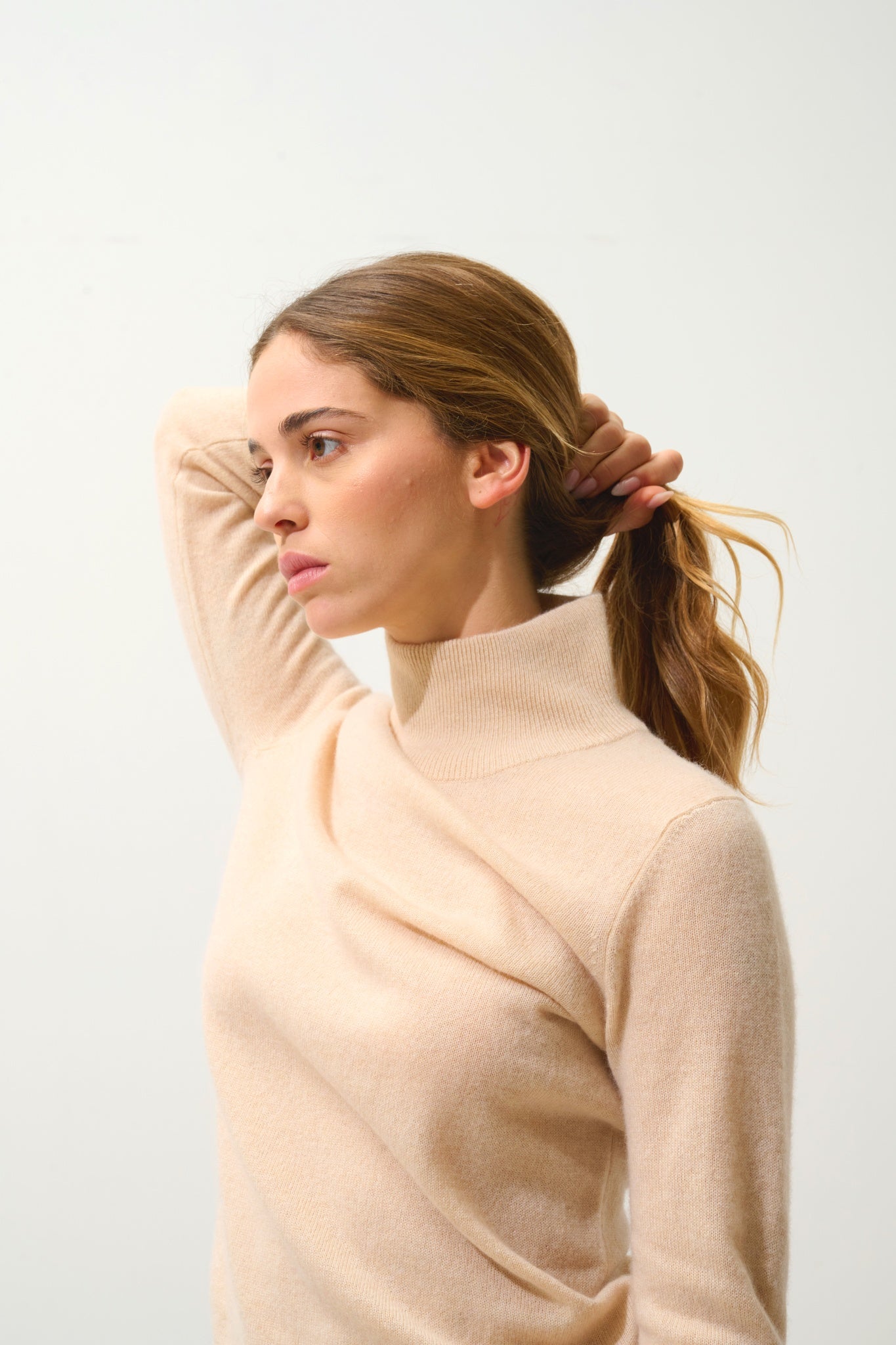 EILEEN Rollkragenpullover sandfarben 100% Kaschmir