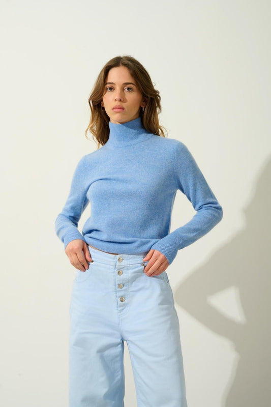 EILEEN Rollkragenpullover sky 100% Kaschmir