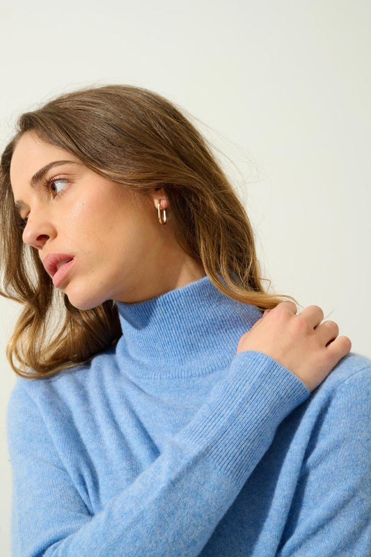 EILEEN Rollkragenpullover sky 100% Kaschmir