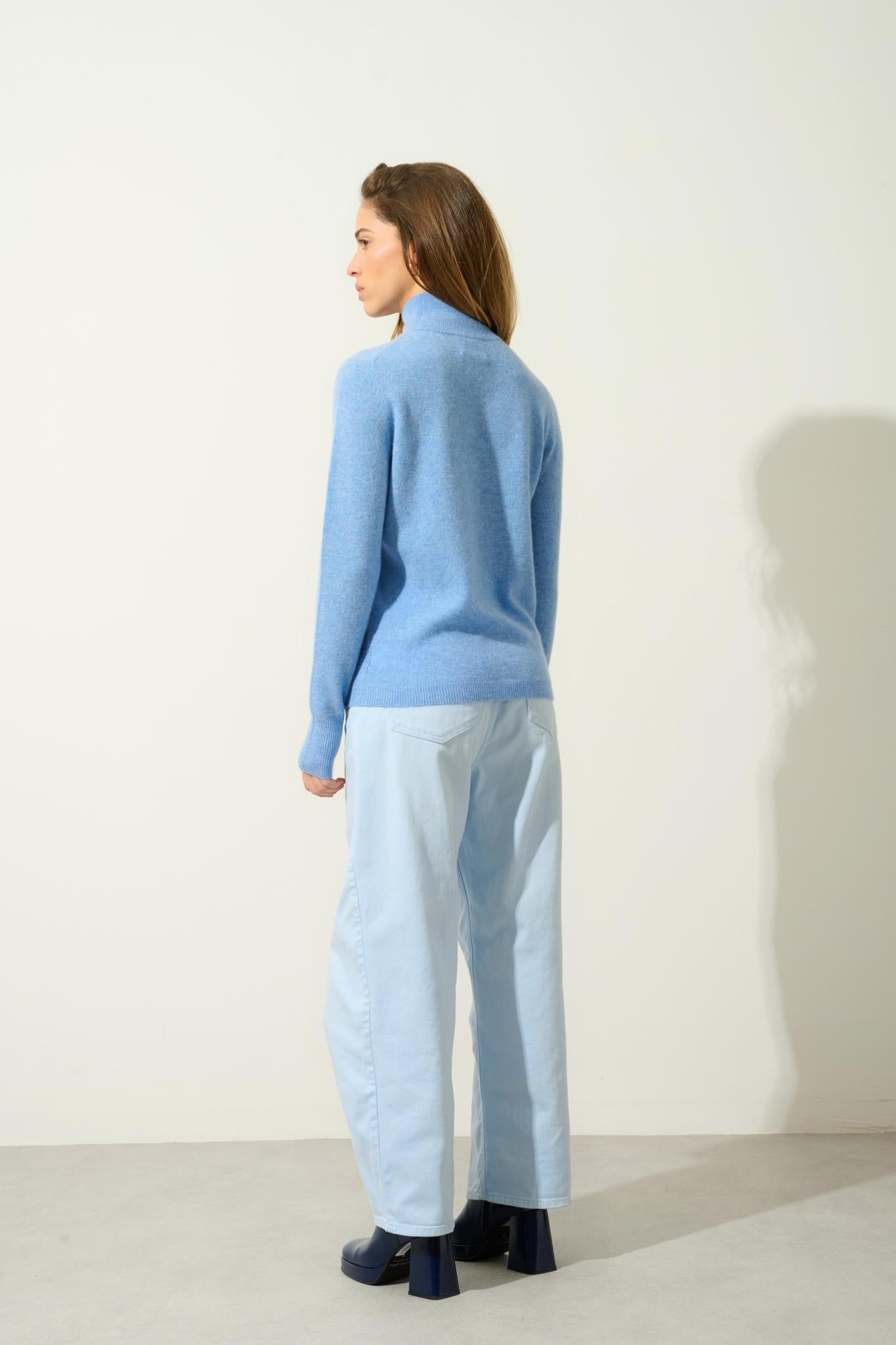 EILEEN turtleneck sweater sky 100% cashmere