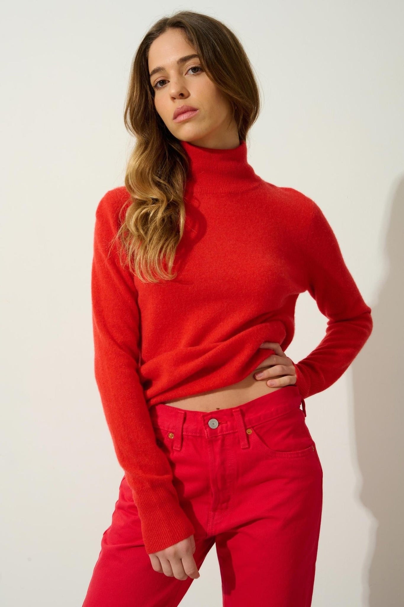 EILEEN Rollkragenpullover Tomate 100% Kaschmir