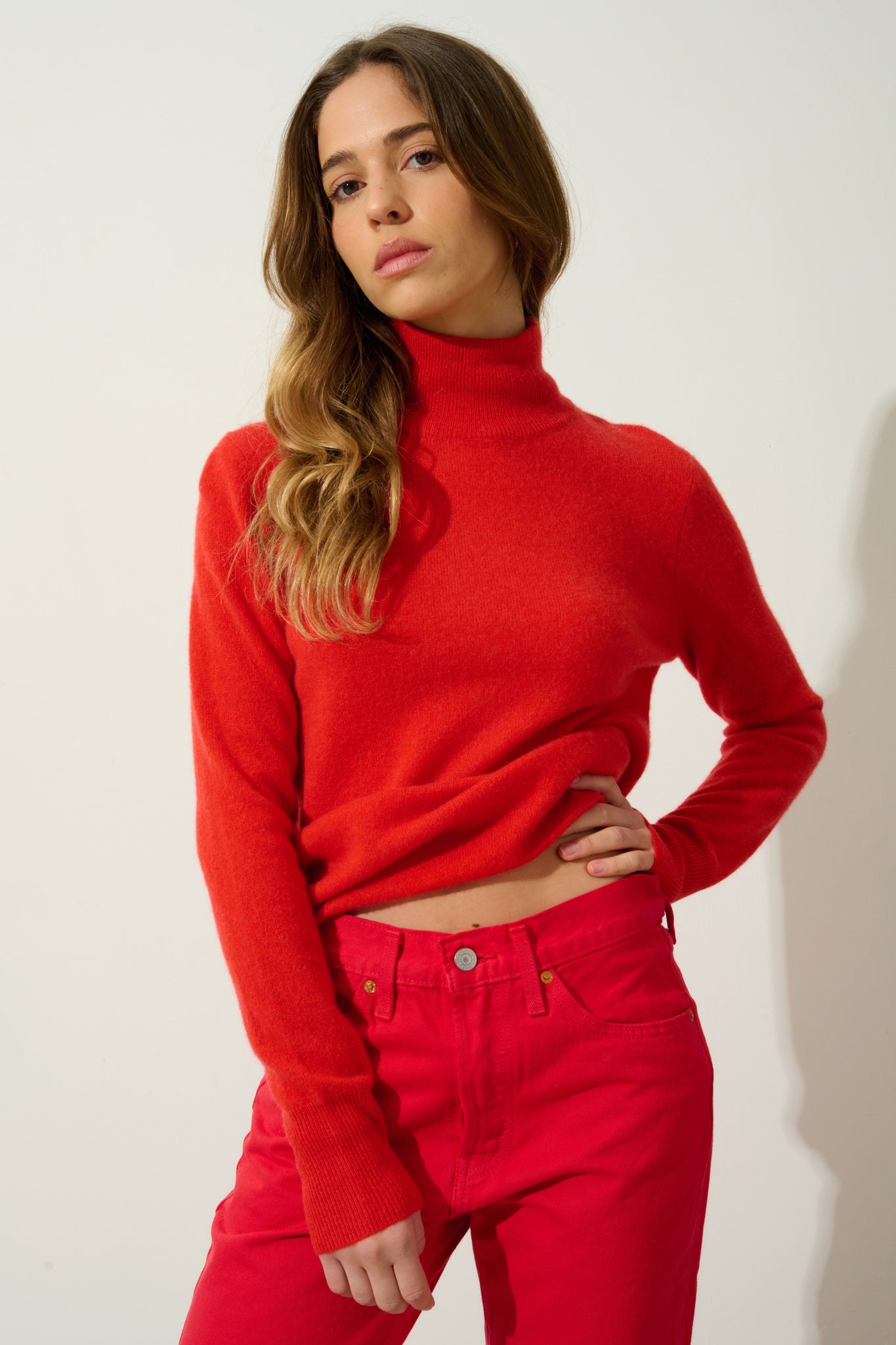 EILEEN Rollkragenpullover Tomate 100% Kaschmir