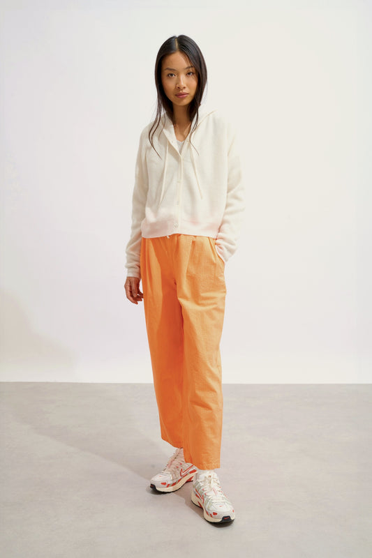 ELARA cardigan capuche ivoire 100% cachemire