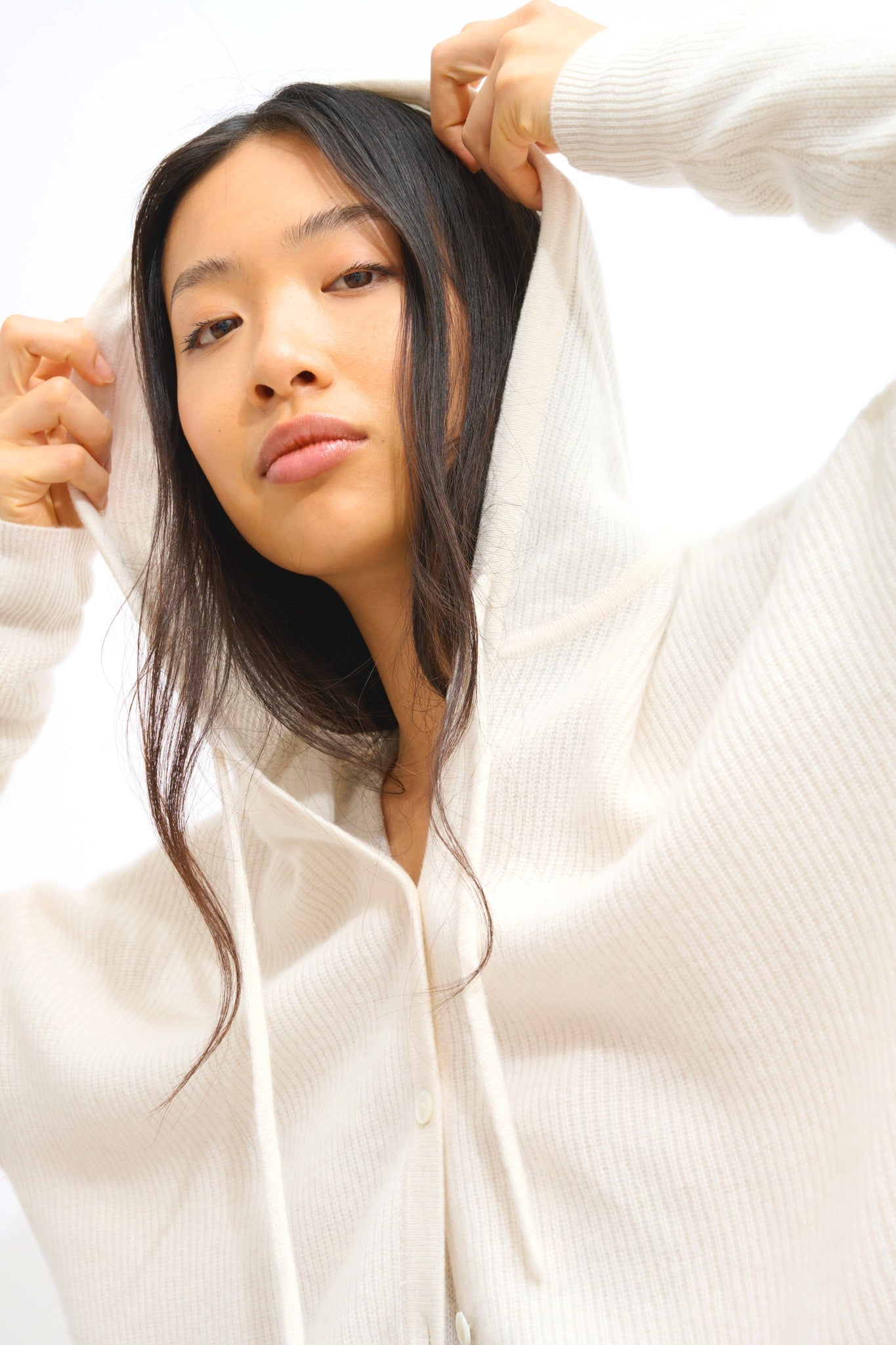 elara cardigan capuche ivoire 100% cachemire