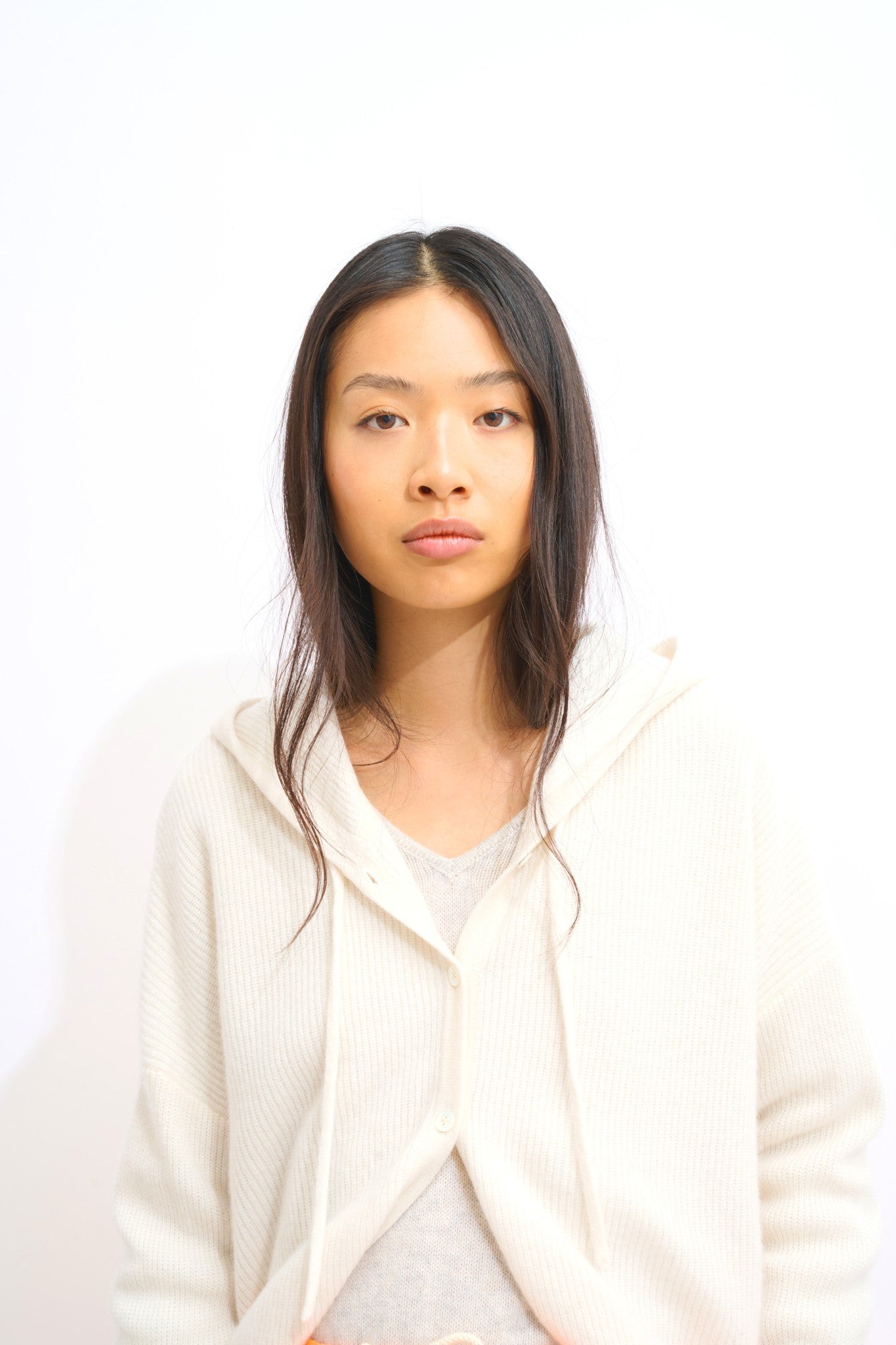 elara cardigan capuche ivoire 100% cachemire