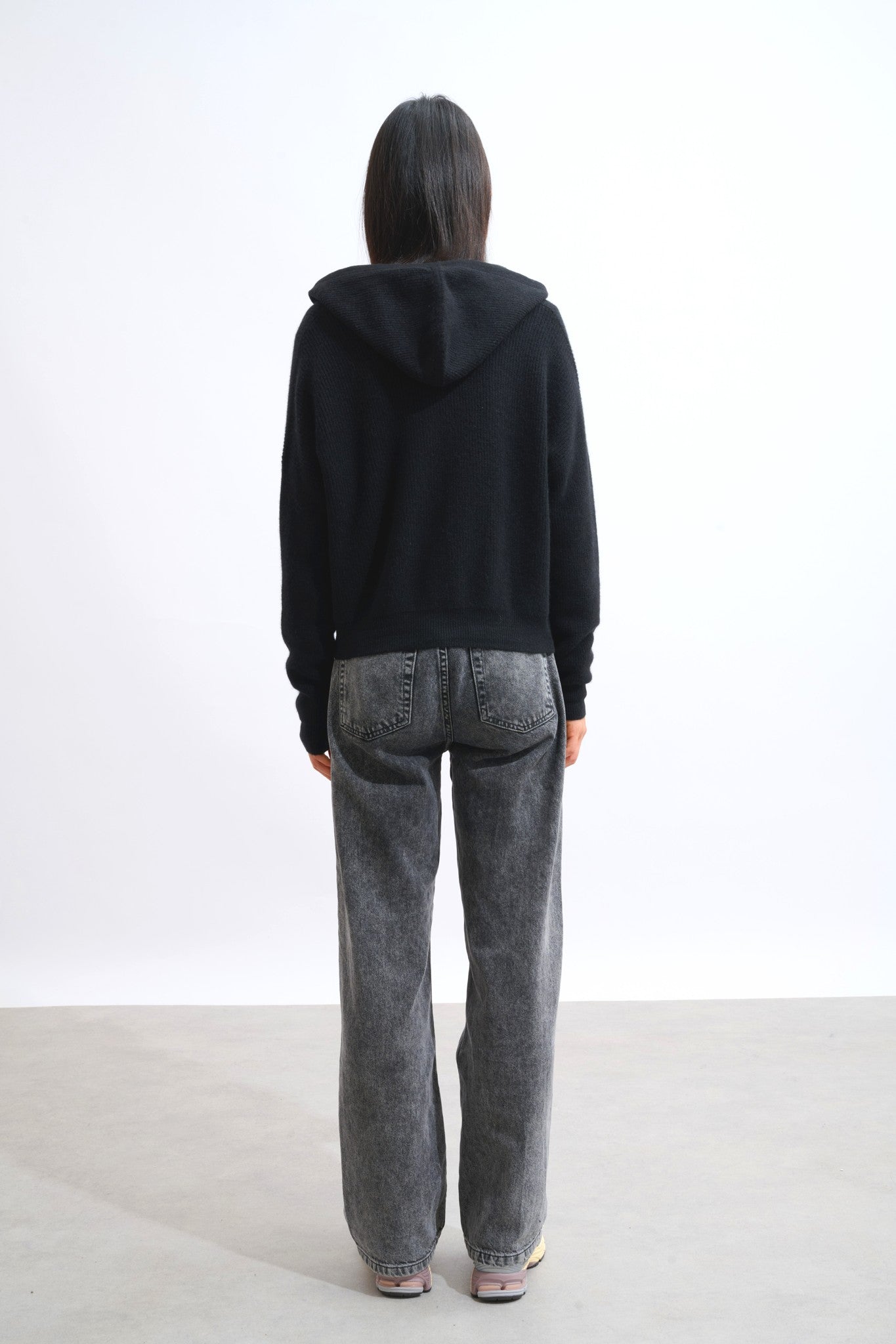 elara cardigan capuche noir 100% cachemire